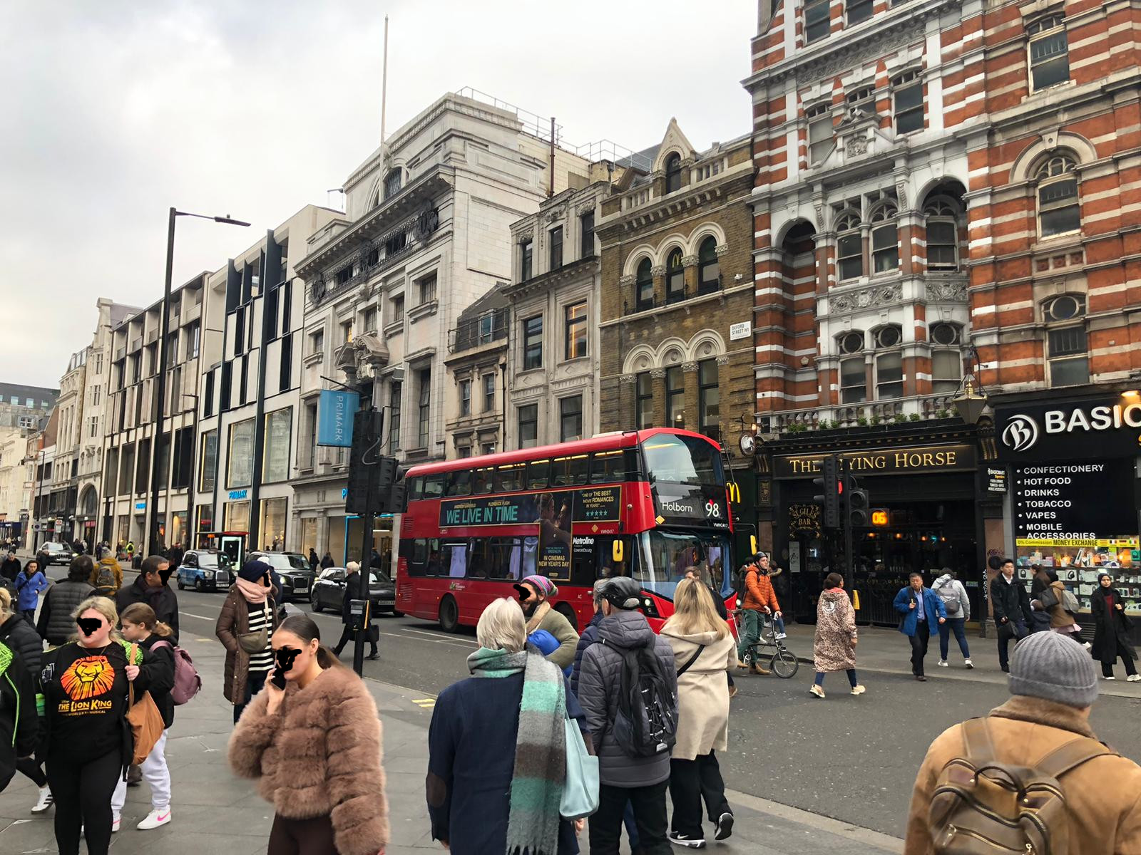 Oxford Street with a red double-decker bus, Westminster, London