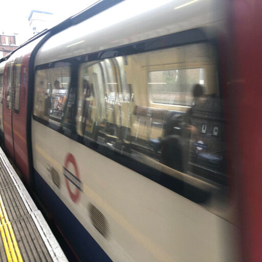 London Underground train at a Tube station